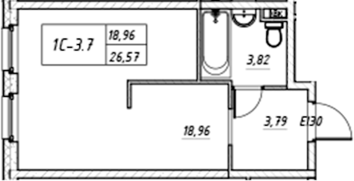 Квартира студия 26.57 м², 5/17 эт., Комплекс апартаментов «Zoom на Неве»